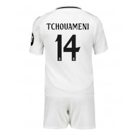 Real Madrid Aurelien Tchouameni #14 Hemmaställ Barn 2024-25 Korta ärmar (+ Korta byxor)